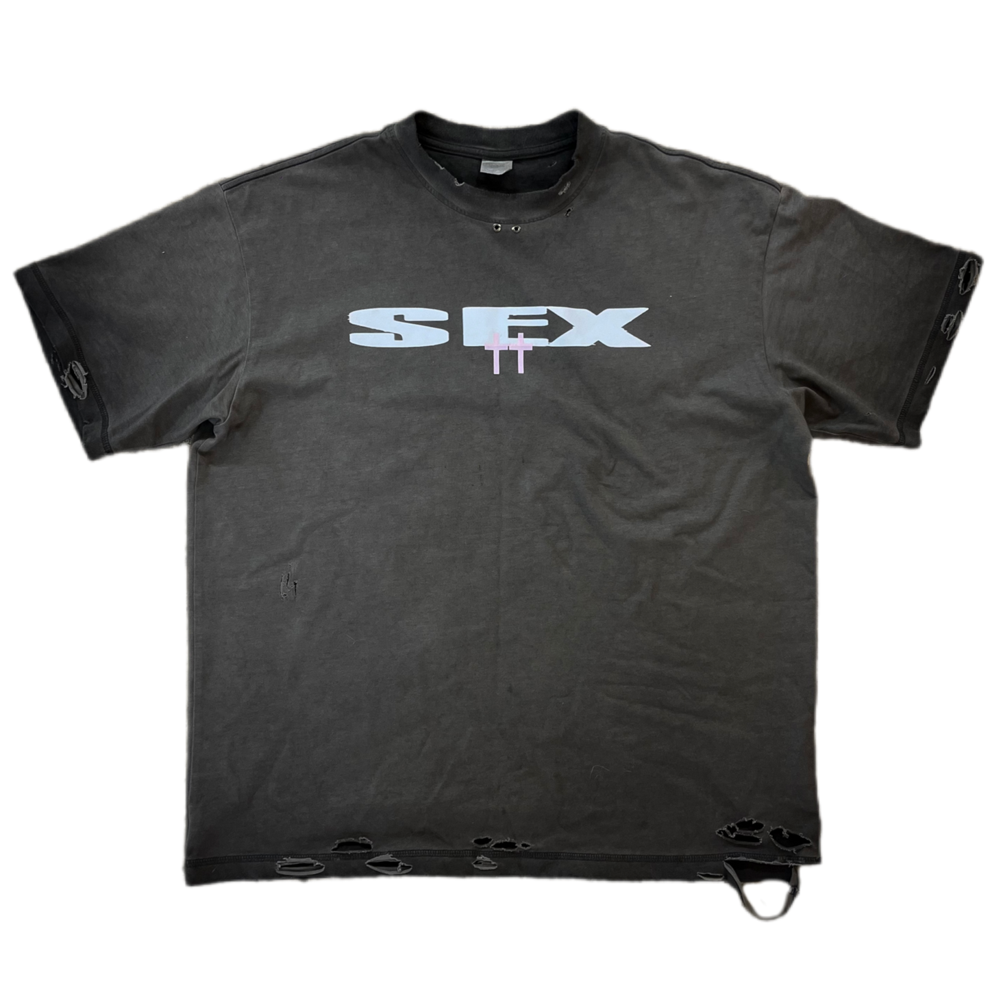 S*X IS PINK DESTROYED WASH TEE